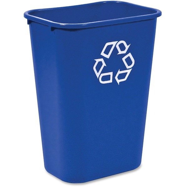 10.31 gal Rectangular Large Recycling Wastebasket, Blue, Plastic
